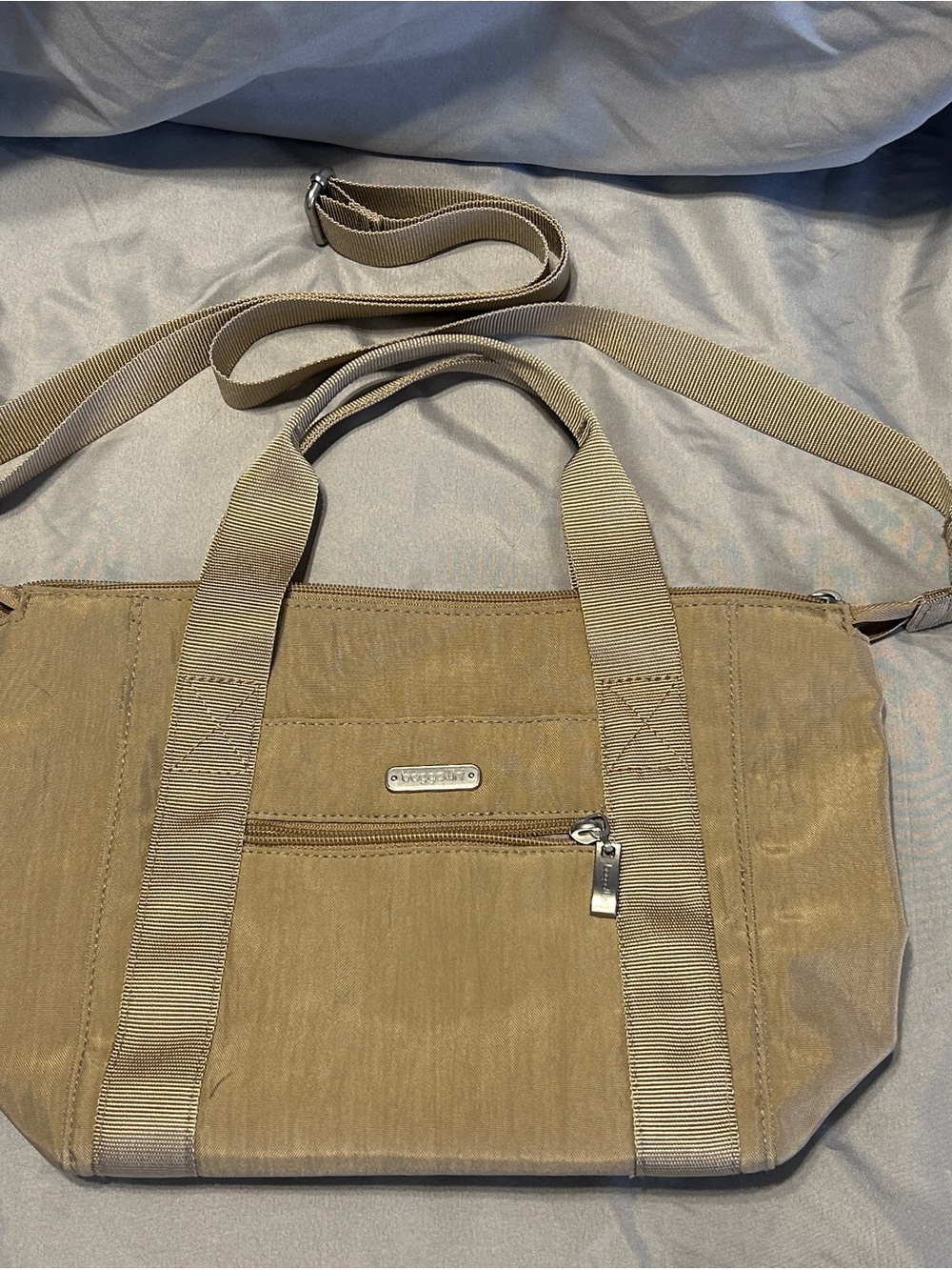 Baggallini Tan Nylon Shoulder Bag with Adjustable Strap